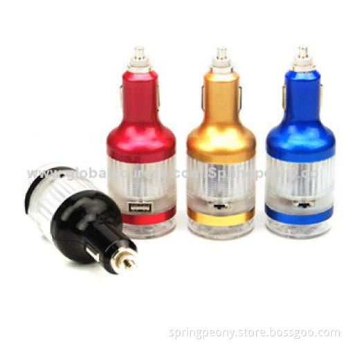 Latest hot sale colorful USB car charger, multifunction